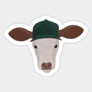 Bull Wearing a Ball Cap Sticker